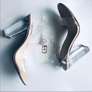 Steve Madden “Camille” Clear Block Heel Sandal